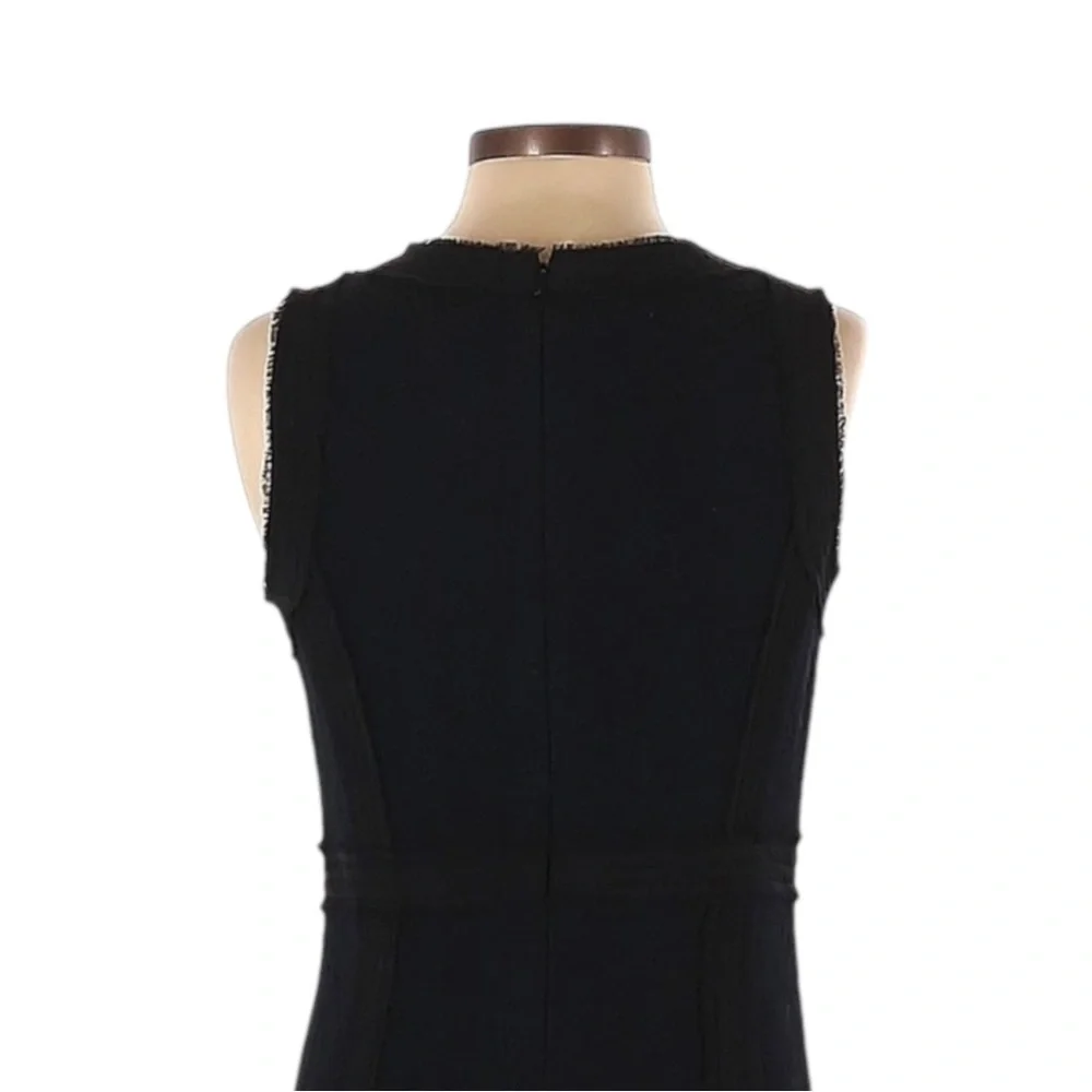 Michael Kors Black Fringe Trim Wool Blend Sheath Dress Sleeveless 2